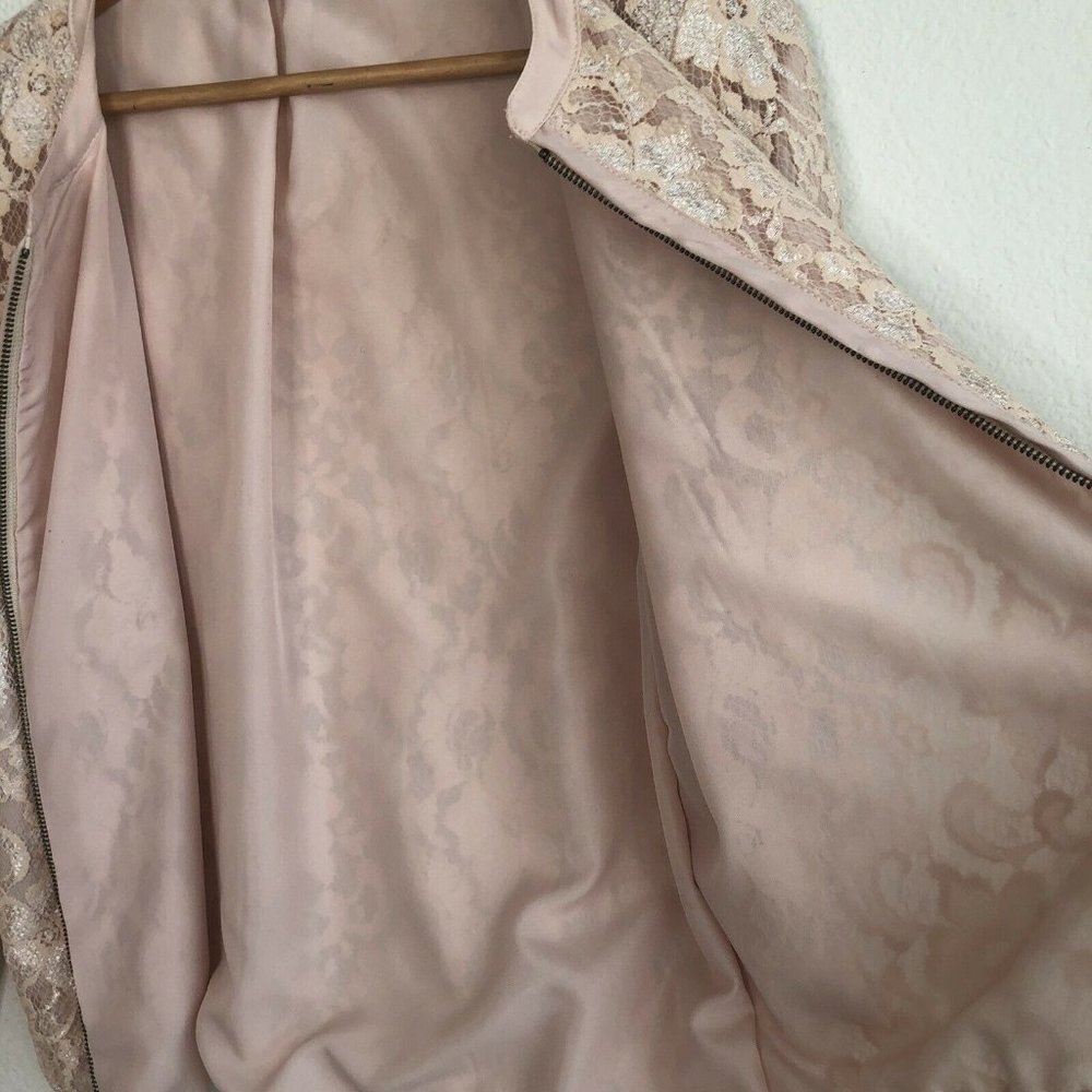 Michael Stars Lace Overlay Full Zip Top Pink Large - Picture 5 of 10